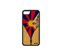 Coque pour iPhone SE 2020 bois silicone drapeau tibet tibetain asie rigide case bouddhisme etui TPU telephone dessin bouddha