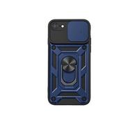 Coque pour iPhone SE 2022 / SE 2020 / 8 / 7 avec Anneau Magnétique Rotatif et Cache Caméra Coulissant Mayaxess Bleu nuit