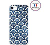 Coque pour iPhone SE 2022 / SE / 8 / 7 / 6S / 6 Hybride résine Motifs Ecailles Bleues - Fabriqué en France Bigben