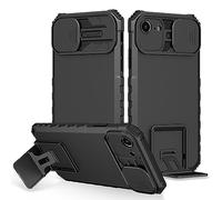 Coque pour iPhone SE (3ème/2ème Gén.), Protection de la Caméra Étui avec Lentille Coulissante Couverture, 360 Full Body Armor et Antichoc Durable Protecteur Bumper Support stéréo Housse Étui-Noir