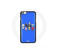 Coque pour Iphone SE BTS BT21 Tata Chimmy Cooky Rj Koya Shooky Et Mang Jouent De la musique Fond Bleu