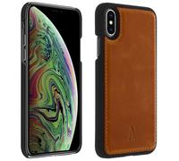 Coque pour iPhone X / XS Protection Rigide Cuir Véritable Marron