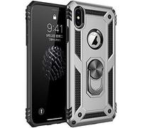 Coque Pour Iphone X/Xs, Silicone Souple Et Pc Dur Coque Avec Support Béquille Métal Multi-Angles Etui, Protection Double Couche Multi-Fonctionnel Housse Pour Apple Iphone X/Xs - Argent