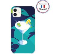 Coque pour iPhone XR / 11 Hybride résine Miroir Cocktail Bleu - Fabriqué en France Bigben