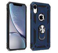 Coque pour iPhone XR Bi matière Rigide Souple Bague Support Vidéo Bleu nuit