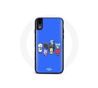 Coque pour Iphone XR BTS BT21 Tata Chimmy Cooky Rj Koya Shooky Et Mang Jouent De la musique Fond Bleu