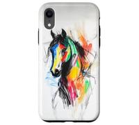 Coque pour iPhone XR Croquis de cheval coloré