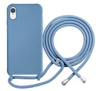 Coque pour iPhone XR en TPU Premium Color Lace avec Cordon Tour de Cou Bleu