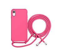 Coque pour iPhone XR en TPU Premium Color Lace avec Cordon Tour de Cou Fuchsia