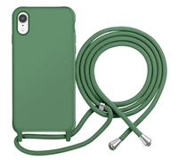 Coque pour iPhone XR en TPU Premium Color Lace avec Cordon Tour de Cou Kaki