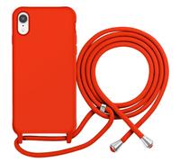 Coque pour iPhone XR en TPU Premium Color Lace avec Cordon Tour de Cou Rouge