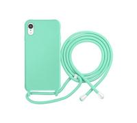 Coque pour iPhone XR en TPU Premium Color Lace avec Cordon Tour de Cou Turquoise