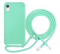 Coque pour iPhone XR en TPU Premium Color Lace avec Cordon Tour de Cou Turquoise