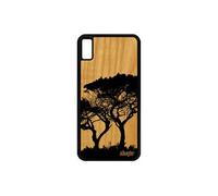 Coque pour iPhone XS Max bois silicone arbres peinture paysage feuilles zen noir branche 256 Go housse cover ecologie design