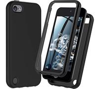 Coque pour iPod Touch 7e/6e/5e génération, en Silicone résistant aux Chocs [avec Protection d'écran intégrée] Coque intégrale Robuste (Noir)