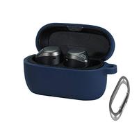 Coque pour Jabra Elite 75t,Silicone Housse Transport,Étui Housse Cuir Véritable Ultra Mince Portable Antichoc Protection Housse Etui pour Jabra Elite 75t/Elite Active 75t True Wireless (Bleu Marin)