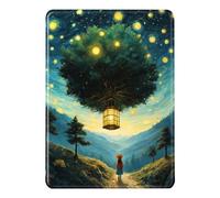 Coque pour Kindle Paperwhite 12e Gén 2024 Housse Flip Silicone Housse Kindle Colorsoft Réveil Auto ou Sommeil PU TPU Case Fille sous l'arbre Fluorescent Motif Signature Edition Etui 7" (Color 1)