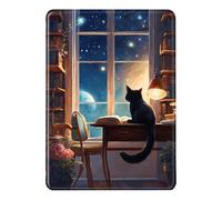 Coque pour Kindle Paperwhite 12e Génération 2024 Housse Flip Silicone Housse Kindle Colorsoft Réveil Auto ou Sommeil PU TPU Case Chat Livre Jolie Femme Nuit Motif Signature Edition Etui 7" (Color 2)