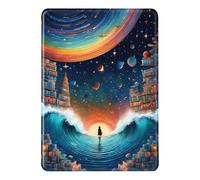 Coque pour Kindle Paperwhite 12e Génération 2024 Housse Flip Silicone Housse Kindle Colorsoft Réveil Auto ou Sommeil PU TPU Case Livre Mer Château Fille Motif Signature Edition Etui 7" (Color 1)