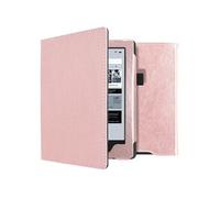 Coque pour Kobo Aura H2O Etui de liseuse portefeuille en cuir végan Rose dorée