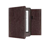 Coque pour Kobo Clara 2E,Tolino Shine 4 Etui de liseuse portefeuille en cuir végan Brun foncé