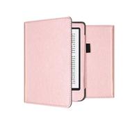 Coque pour Kobo Clara 2E,Tolino Shine 4 Etui de liseuse portefeuille en cuir végan Rose dorée