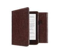 imoshion Étui de liseuse portefeuille en cuir végan pour Kobo Clara HD - Marron foncé