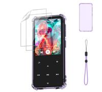 Coque pour lecteur MP3 AGPTEK M3 en TPU avec 2 films de protection d'écran | Matériau TPU souple, protection transparente HD, résistant aux rayures, découpes précises, cordon de poignet inclus, violet