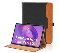 Coque pour Lenovo Idea Tab Pro 12.7 Pouces 2025 Business Premium PU Cuir Cover Tablette Housse de Protection, Multi-Angle Étui avec Poche-Noir