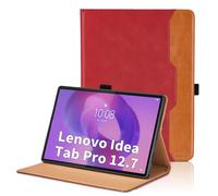 Coque pour Lenovo Idea Tab Pro 12.7 Pouces 2025 Business Premium PU Cuir Cover Tablette Housse de Protection, Multi-Angle Étui avec Poche-Rouge