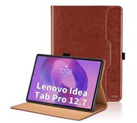 Coque pour Lenovo Idea Tab Pro 12.7 Pouces 2025 Business Premium PU Cuir Cover Tablette Housse de Protection, Multi-Angle Étui avec Poche-Marron