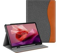 Coque Pour Lenovo Tab P12 12.7 Pouces 2023 (Tb370fu)-[Rangement De Stylet] Housse Fixation À Multiposition,Etui Avec Poche Frontale De Document,Gris/Marron