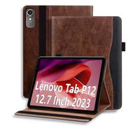 Coque pour Lenovo Tab P12 12.7 Pouces Tablette 2023 Tablette Housse de Protection Étui Pencil Holder Support Multi Angles avec Auto Schlaf/Aufwach en Cuir PU pour Lenovo Tab P12 Marron
