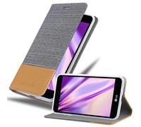cadorabo Coque pour LG K4 2017 en Gris Clair Marron - Housse Protection avec Fermoire Magnétique, Stand Horizontal et Fente Carte - Portefeuille Etui Poche Folio Case Cover
