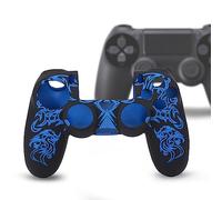 Coque pour Manette PS4, Coque en Silicone Souple Skin Grip Shell pour Manette Playstation 4 PS4 (Noir Et Bleu)