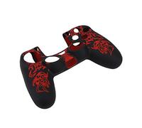 Coque pour Manette PS4, Coque en Silicone Souple Skin Grip Shell pour Manette Playstation 4 PS4(Noir Rouge)