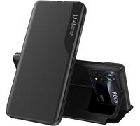 Coque Pour Mi Poco M4 Pro 4g, Mi Poco M4 Pro 4g Clear View Étui À Rabat Housse Étui Translucide 360 Antichoc Anti-Rayure Flip Folio Stand Support Coque Pour Mi Poco M4 Pro 4g,Qh Cc Black
