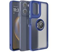 Coque pour Moto E15 avec Anneau Magnétique Rotatif Finition Givrée, Bleu