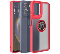 Coque pour Moto E15 avec Anneau Magnétique Rotatif Finition Givrée, Rouge