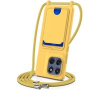 Coque pour Moto Edge 60/60S/60 Fusion avec Cordon, Etui avec Collier - Tour de Cou Lanière en Corde - Silicone Housse avec Réglable Chaine pour Moto Edge 60/60 Fusion,Bandouliere,Porte Cartes-Jaune