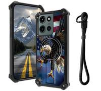Coque pour Moto G Stylus 5G 2025 avec béquille cachée et dragonne, compatible avec support magnétique de voiture, coque robuste de qualité militaire pour G Stylus 5G 2025 6,7", aigle volant