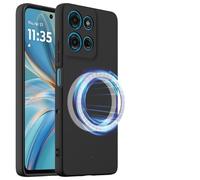 Coque pour Moto G15/G15 Power, Case de Protection Complète du Corps au Toucher Soyeux, Aimants Intégrés, Silicone Liquide Premium, Étui pour Moto G15/G15 Power-Noir