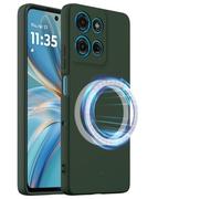 Coque pour Moto G15/G15 Power, Case de Protection Complète du Corps au Toucher Soyeux, Aimants Intégrés, Silicone Liquide Premium, Étui pour Moto G15/G15 Power-Vert