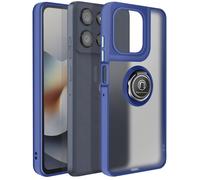 Coque pour Moto G56 avec Anneau Magnétique Rotatif Finition Givrée, Bleu