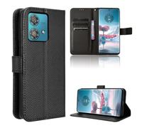 Coque pour Motorola Edge 40 Neo Protection Case, Étui de Protection Portefeuille Antichoc Premium Fibre -Housse Étui Compartiments pour Cartes et Fermeture magnétique- Noir