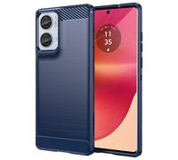 Coque pour Motorola Edge 50 Fusion 5G - housse etui silicone gel carbone + film ecran - BLEU FONCE