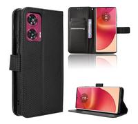 Coque pour Motorola Edge 50 Fusion Protection Case, Étui de Protection Portefeuille Antichoc Premium Fibre -Housse Étui Compartiments pour Cartes et Fermeture magnétique- Noir