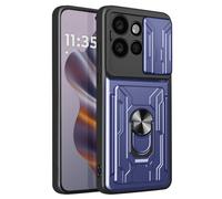 Coque pour Motorola Edge 50 Neo et 60 Neo Cache Caméra / Support / Porte-cartes Bleu nuit