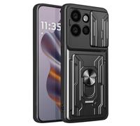 Coque pour Motorola Edge 50 Neo et 60 Neo Cache Caméra / Support / Porte-cartes Noir