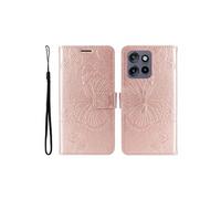 Coque pour Motorola Edge 50 Neo Papillon de Protection Etui à Rabat en Cuir PU avec Porte-cartes Magnétique Compatible avec Motorola Edge 50 Neo Rose